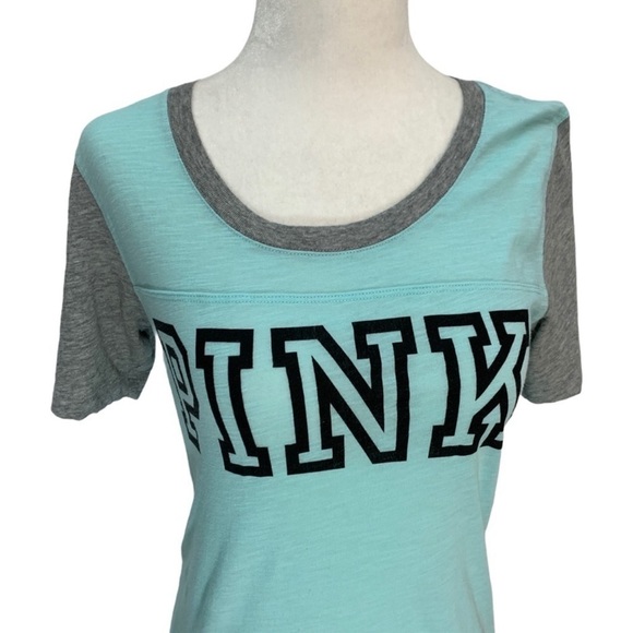 Victoria's Secret PINK Short Sleeve Mint Green/Grey T-Shirt S - Picture 9 of 9